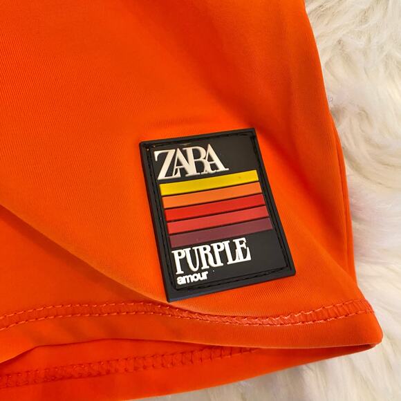 Zara Purple Magazine Orange Pink Bike Shorts Medium - Picture 4 of 12